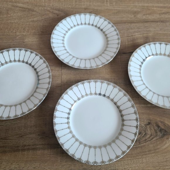 4 Ciroa Luxe Florence fine quality porcelain plates/saucers with metallic accent - Picture 4 of 8